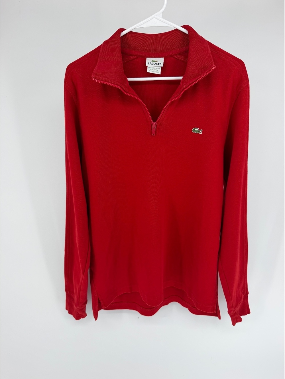 Lacoste Red 1/4 Zip Cotton Pullover Sweatshirt Size 4